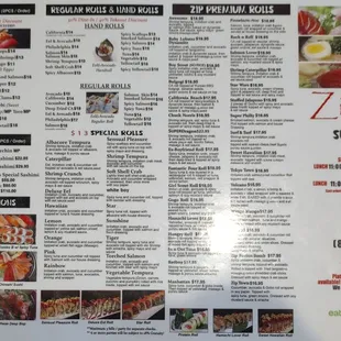 Other side of the menu