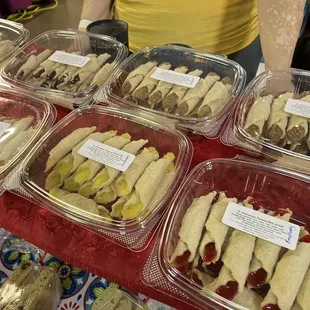 a display of food items