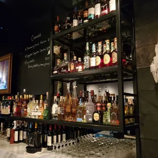 a bar filled with liquor