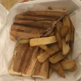 Cuban with fries take out.