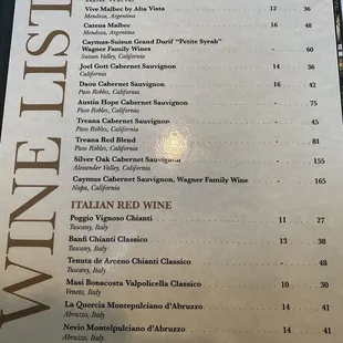 Extensive Wine List