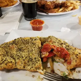 Awesome veggie calzone...