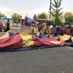 Train giving rides around the little kid bounce area at CarmelFest!