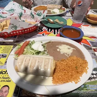 Beef chimichanga lunch