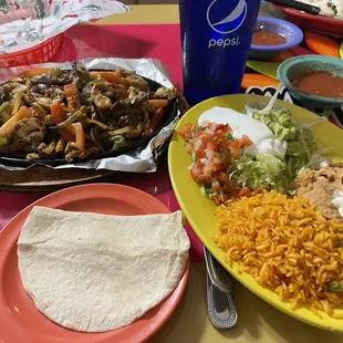 Fajitas with steak and chicken