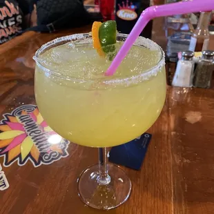 Premium margarita with fresh lime juice