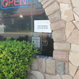the entrance to the restaurant
