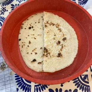 flour and the corn tortillas