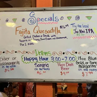 a menu for a mexican restaurant