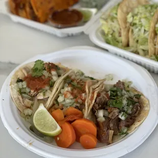Soft tacos ($1.99 each): left and middle are chicken; right is carnitas