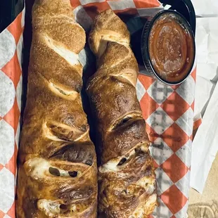 two croissants on a tray