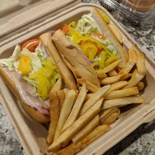 Italian Combo sub with fries (additional toppings: lettuce, tomatoes, hot pepper)