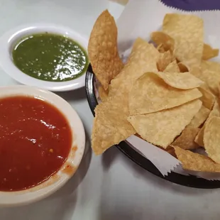 Chips two salsas... Green on request