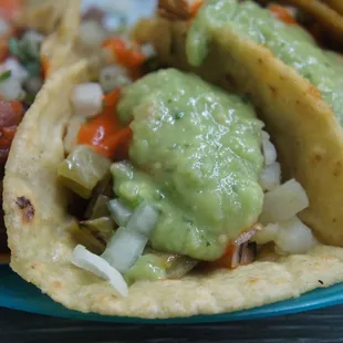 Closeup of nopal taco