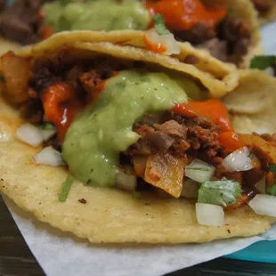 Closeup of campechano taco