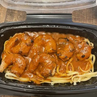 Shrimp Scampi with Diablo sauce