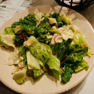 house salad: artichoke hearts, red onions, and  Parmesan.