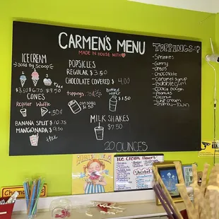 menu on chalkboard