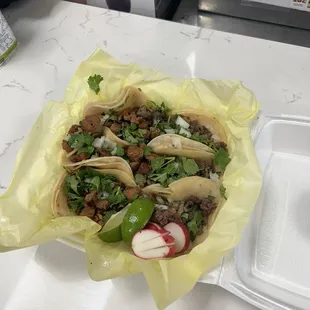 Asada Tacos and Pastor Tacos