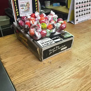 a display of lollipops