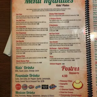 menu and prices