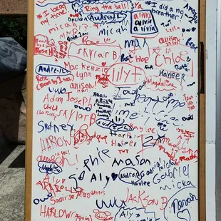 If you beat your time in a meet, you write your name down on this board, and ring a bell