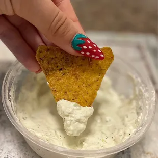 (Frenchy Gourmet) Garbanzo Chips~ Perfectly crisp &amp; a delicious seasoning! Paired with their Kefir Cheese Cucumber Dill Spread!