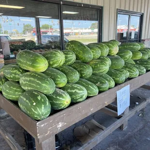 a display of watermelons