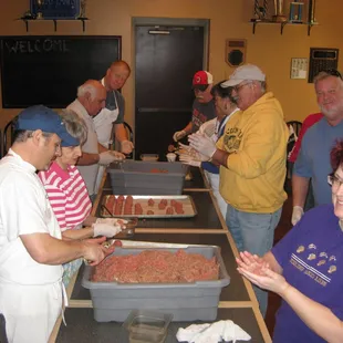 Preparing for the annual Carmie Spagetti Dinner with Family and Friends.  Restaurant names after Carmie Fabrizio