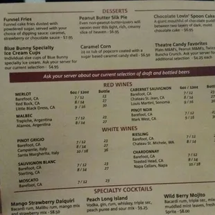 Desserts &amp; Drinks Menu