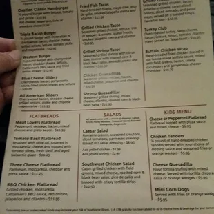 Front of Menu - Entrees, Etc
