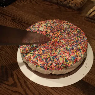 Vanilla and chocolate gelato cake! With rainbow jimmies....