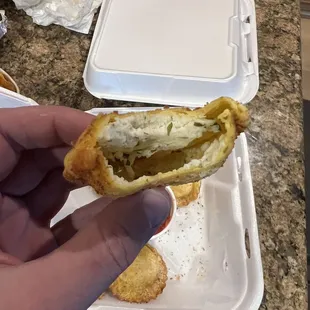Empty fried ravioli.