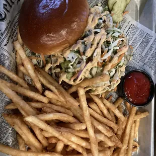 a burger and french fries