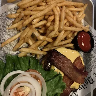 a burger and french fries
