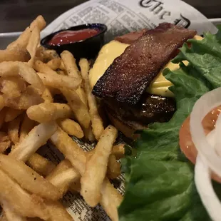 a burger and french fries