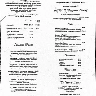 menu