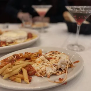 Chicken Parmigiana with pennne noodles