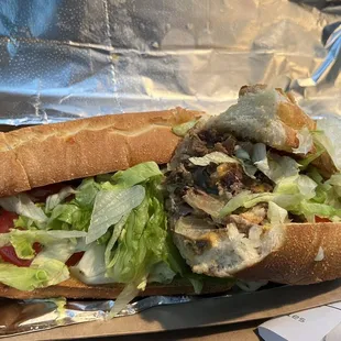 Good cheesesteak, but ask for extra cheese. $11 w/ fries salad.