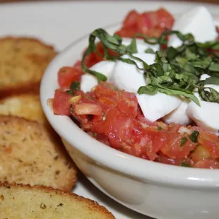 For Appetizers we had the Bruschetta made with fresh mozzarella, baked crostini and tomato bruschetta mix.