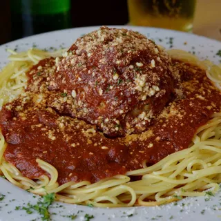Spaghetti with Huge Meatball & Gravy