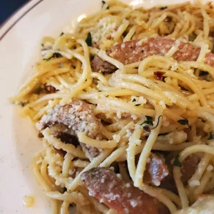 Spaghetti Aglio e Olio with Sausage