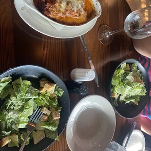 Lasagna and salad.