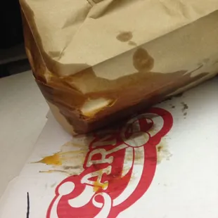 Grease everywhere, ripping the bag. This is how the delivery guy handed it to me.
