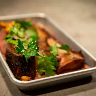 The slow cooked short rib with bone marrow and pineapple