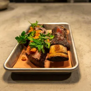 The slow cooked short rib with bone marrow and pineapple