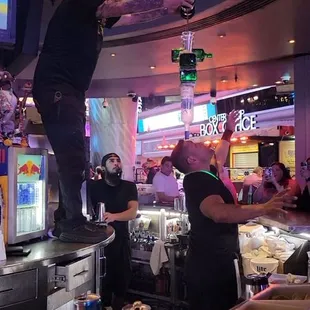 Bartenders showing off their skills