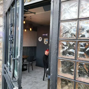 a woman in a doorway