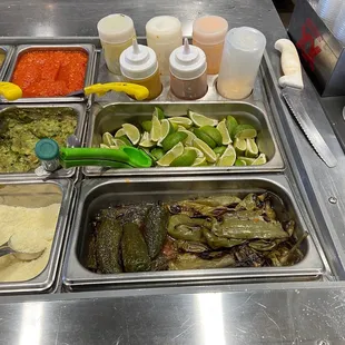 Lots of toppings to choose for on your taco or burrito