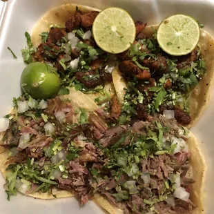 Al pastor and carnitas